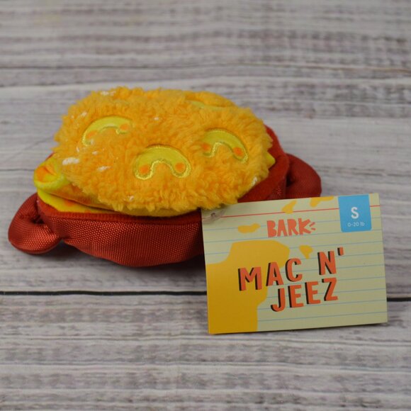 Bark Box Dog Toy Mac N' Jeez Cheese Squeaker Crinkle Small 0-20 Lbs NEW - Picture 2 of 12